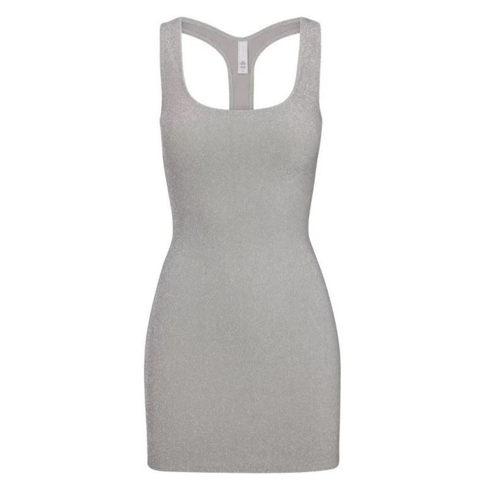 Skims  Glitter Swim Metallic Dress SW-DRS-0111‎ Nickel 4X